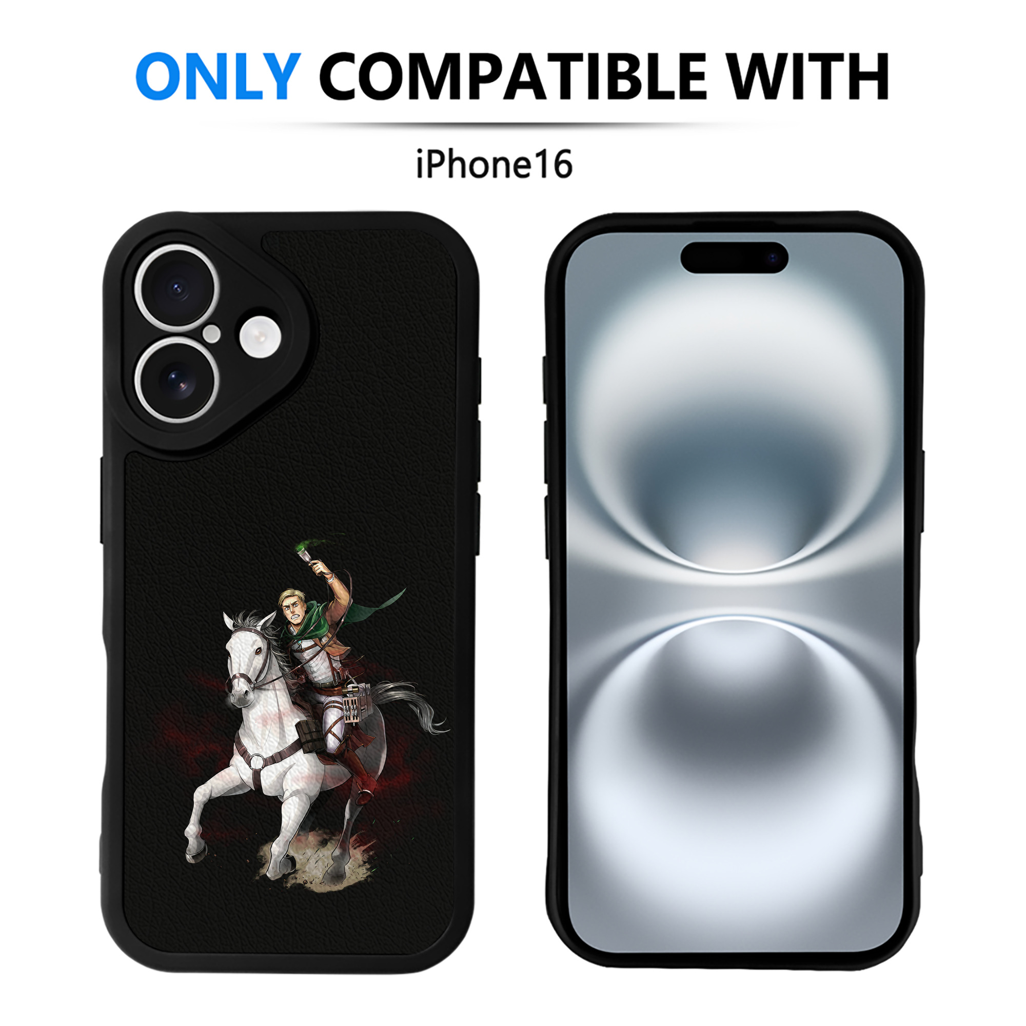 （画像用） 進撃の巨人 エルヴィン・スミス Attack on Titan Erwin Smith 【iPhone 16シリーズ対応】シリコンスマホケース（レザー調） 材質：シリコン